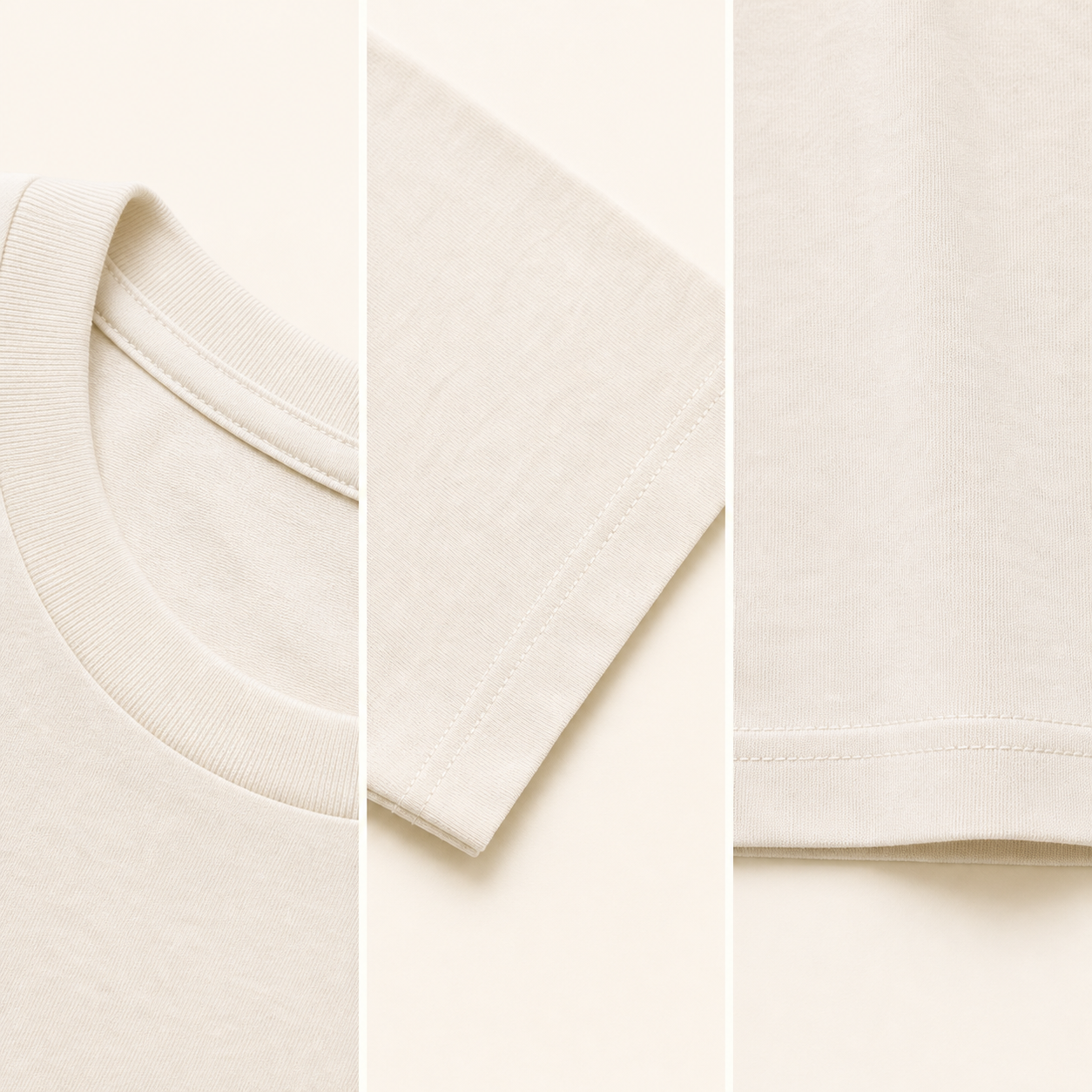 Collar, sleeve, and hem construction details